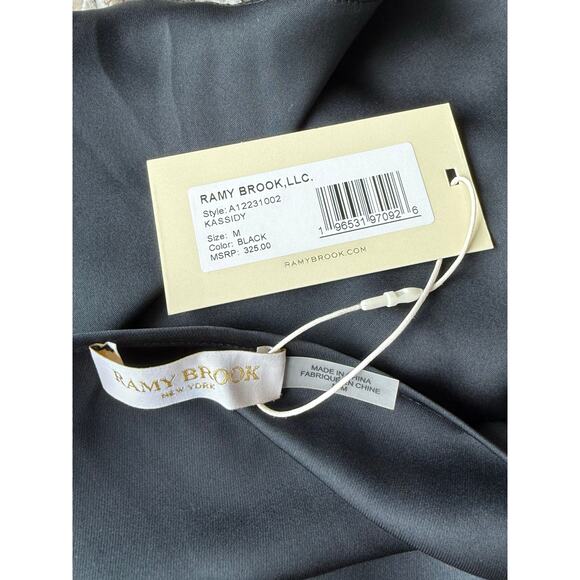 Ramy Brook NWT Kassidy Black Satin Elegant Blouse Halter Tank Top size Medium - Picture 9 of 11